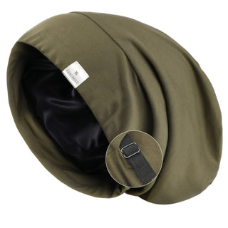 Slouchy Satin Lined Cap| Olive Green