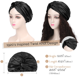 Satin Knotted Turban| Black