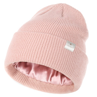 Satin Lined Cuffed Beanie Hat Unisex| Rose Pink