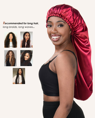 Long Tail Satin Bonnet| Burgundy Red