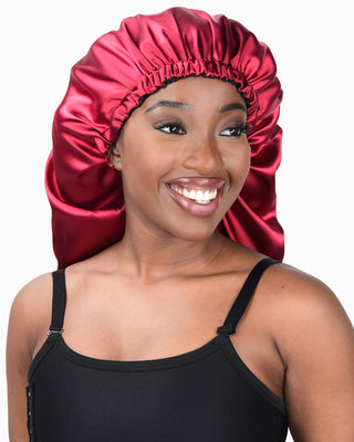 Long Tail Satin Bonnet| Burgundy Red