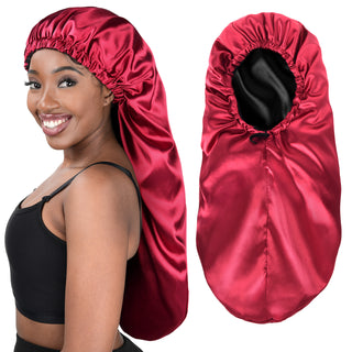 Long Tail Satin Bonnet| Burgundy Red