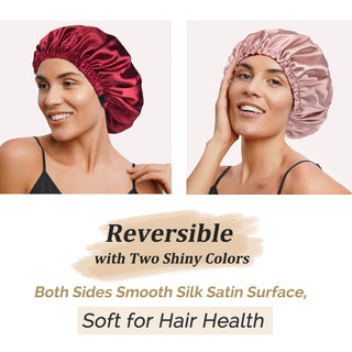 Reversible Satin Bonnet with Scrunchie| Burgundy Red