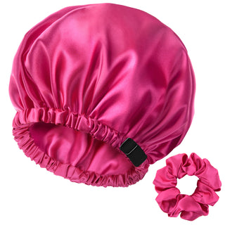 Reversible Satin Bonnet with Scrunchie| Barbie Pink